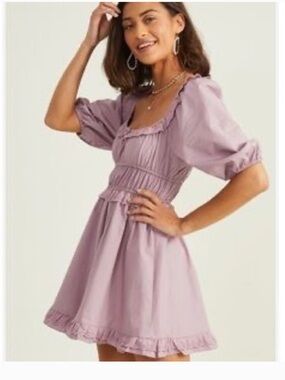 Altar’d State Melissa Ruffle Mini Dress Lavender Size M NWT